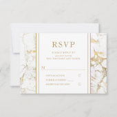 エレガント ゴールド マーブル 結婚式 RSVP カード (正面)