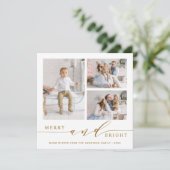 エレガント ゴールド メリー＆ブライト 3 フォト スクエア シーズンカード (スタンド正面)