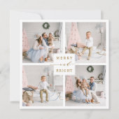 エレガント ゴールド メリー＆ブライト 4 フォト ホリデー カード (正面)