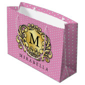 エレガント ゴールド モノグラム おしゃれ ミニマル ラージペーパーバッグ (裏面アングル)