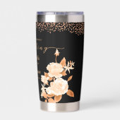 エレガント ゴールド ローズ ブラック ウェディング 保温保冷タンブラー (背面)