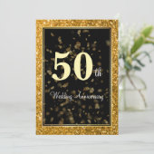 エレガント ゴールド 結婚50周年記念  招待状 (スタンド正面)