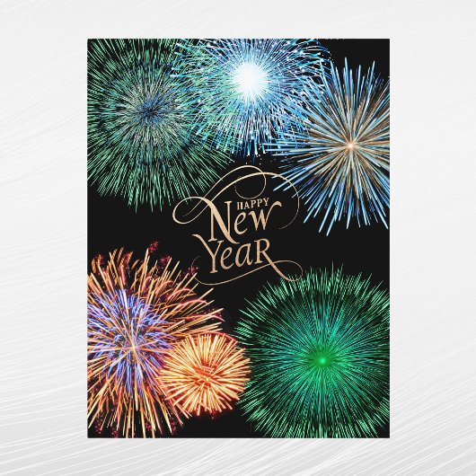 エレガント ゴールド 花火 グラフィック 新年 シーズンポストカード