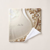 エレガント ゴールド 装飾 花柄 タオル セット (ウォッシュタオル)