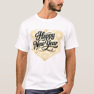 エレガント ゴールド 謹賀新年 祝祭の祝賀 デ Tシャツ