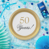 エレガント ゴールド 50周年 結婚記念日 ペーパープレート (パーティー)