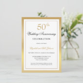 エレガント ゴールド 50周年 結婚記念日 招待状 (スタンド正面)