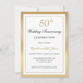 エレガント ゴールド 50周年 結婚記念日 招待状 (正面)