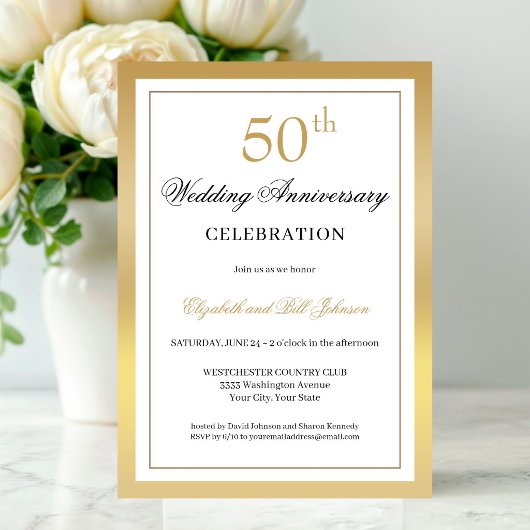 エレガント ゴールド 50周年 結婚記念日 招待状