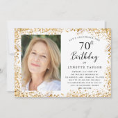 エレガント ゴールド 70歳の誕生日 招待状 (正面)