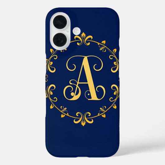 エレガント ゴールド Aイニシャル モノグラム Case-Mate iPhoneケース (裏面)