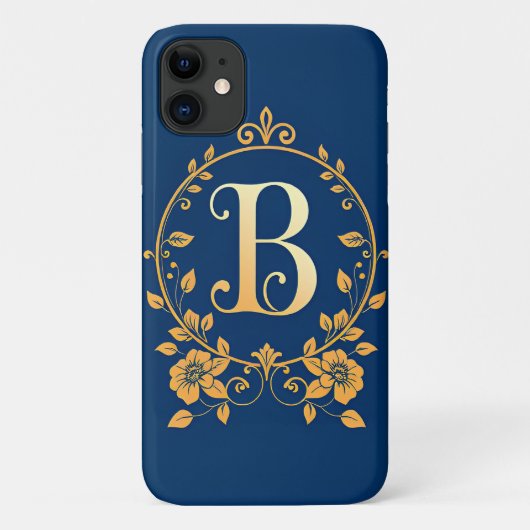 エレガント ゴールド B モノグラム Case-Mate iPhoneケース (裏面)