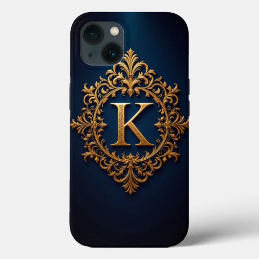 エレガント ゴールド K モノグラム Case-Mate iPhoneケース (裏面)