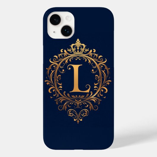 エレガント ゴールド L モノグラム Case-Mate iPhoneケース (裏面)
