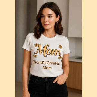 エレガント ゴールド Mom フラワー - 母の日にも日常にも  トライブレンドＴシャツ