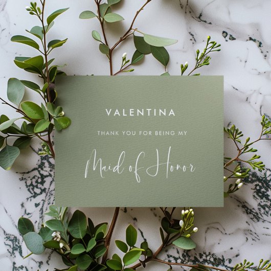 エレガント&サモダンージグリーンメイド・オブ・オーナー（花嫁付き添い人） サンキューカード