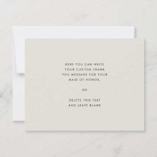 エレガント&サモダンージグリーンメイド・オブ・オーナー(花嫁付き添い人) サンキューカード (裏面)