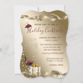 エレガント，サンタハット，カクテルクリスマス 招待状 (正面)