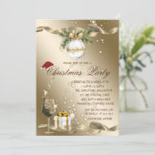 エレガント，サンタハット，グラス，ボール企業のクリスマス 招待状 (スタンド正面)