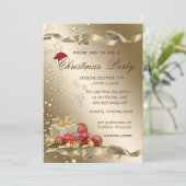 エレガント，サンタハット，プレゼントクリスマスパーティー 招待状 (スタンド正面)