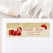 エレガント，サンタハット，プレゼント,金ゴールドキラキラ ラベル (インサイチュ)