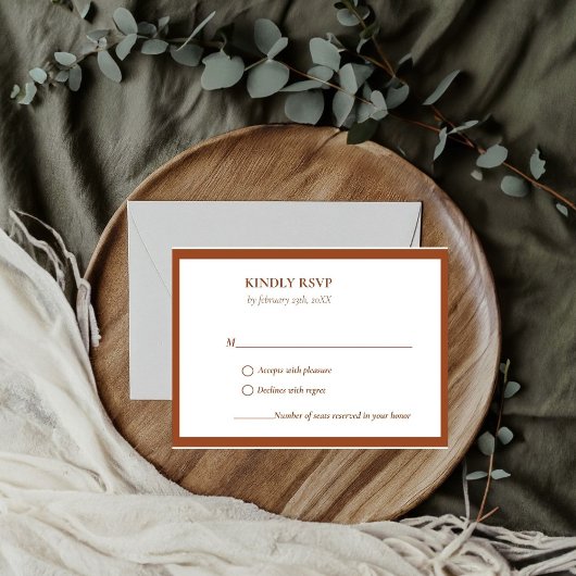 エレガント&シックなテラコッタバーンオレンジ結婚ズ 出欠カード