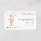 エレガント&シックなピンクウォーターカラーフローラケーキベーカリー 名刺 (裏面)