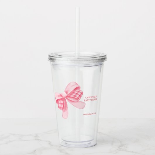 エレガント&シックなピンクボーガールベビーシャワー アクリルタンブラー (正面)