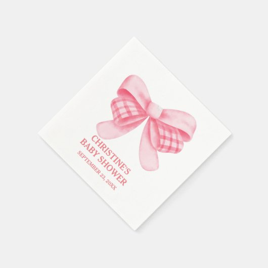 エレガント&シックなピンクボーガールベビーシャワー スタンダードカクテルナプキン (角)
