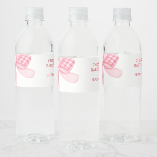 エレガント&シックなピンクボーガールベビーシャワー ペットボトルラベル (ボトル)
