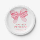 エレガント&シックなピンクボーガールベビーシャワー ペーパープレート (正面)