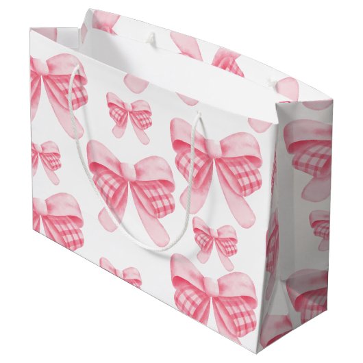 エレガント&シックなピンクボーガールベビーシャワー ラージペーパーバッグ (裏面アングル)