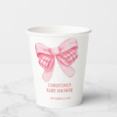 エレガント&シックなピンクボーガールベビーシャワー 紙コップ (裏面)