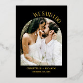 エレガント&シックなブラック&金ゴールドアーチエロペメント結婚ズ 箔招待状 (正面)