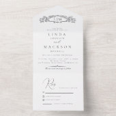 エレガント&シックなボタニカルクレストモノグラ結婚ムの オールインワン招待状 (内側)