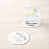 エレガント&シックなボタニカルクレストモノグラ結婚ムの ペーパーコースター (インサイチュ)