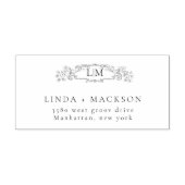 エレガント&シックなボタニカルクレストモノグラ結婚ムの ラバースタンプ (インプリント)