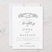 エレガント&シックなボタニカルクレストモノグラ結婚ムの 招待状 (正面)