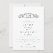 エレガント&シックなボタニカルクレストモノグラ結婚ムの 招待状 (正面)