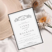 エレガント&シックなボタニカルクレストモノグラ結婚ムの 招待状