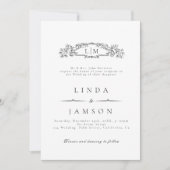 エレガント&シックなボタニカルクレストモノグラ結婚ムの 招待状 (正面)