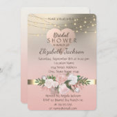 エレガント，シックな花，ハート 招待状 (正面/裏面)