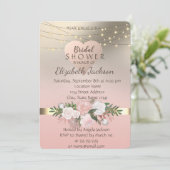 エレガント，シックな花，ハート 招待状 (スタンド正面)