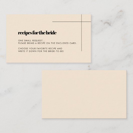 エレガント&シックブライダルシャワーレシピリクエストカード エンクロージャーカード