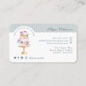 エレガント&シックブルーウォーターフローラケーキベーカリー 名刺 (裏面)