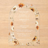 エレガント&シックボホ秋ワイルドフラワー結婚ズ アクリル招待状 (正面)