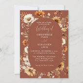 エレガント&シックボホ秋ワイルドフラワー結婚ズ 招待状 (正面)