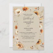 エレガント&シックボホ秋ワイルドフラワー結婚ズ 招待状 (正面)
