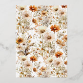 エレガント&シックボホ秋ワイルドフラワー結婚ズ 箔招待状 (裏面)