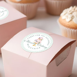 エレガント&シックミントウォーター色フローラケーキベーカリー ラウンドシール